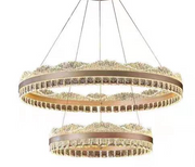 Lustra LED suspendata cu telecomanda NIVALIS, 126W, lumina Rece/Calda/Neutra, Dimabila,Inaltime Reglabila, Auriu