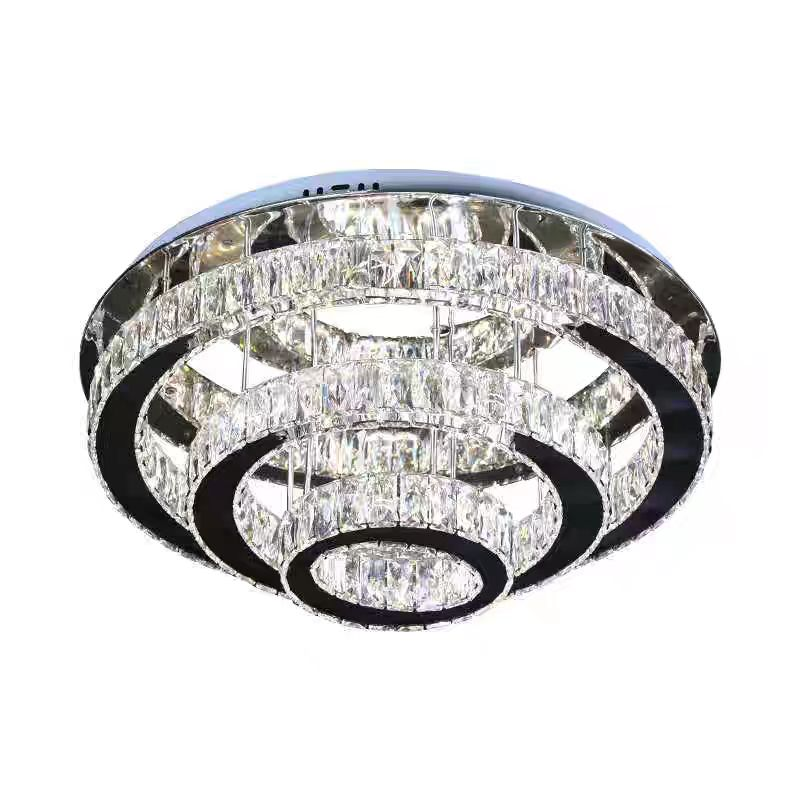 Crystal LED Chandelier LLC151/500CH, 64W, 3 στοιχεία, Κρύο/Ζεστό/Ουδέτερο φως, Ρυθμιζόμενο, Γυαλιστερό Chrome