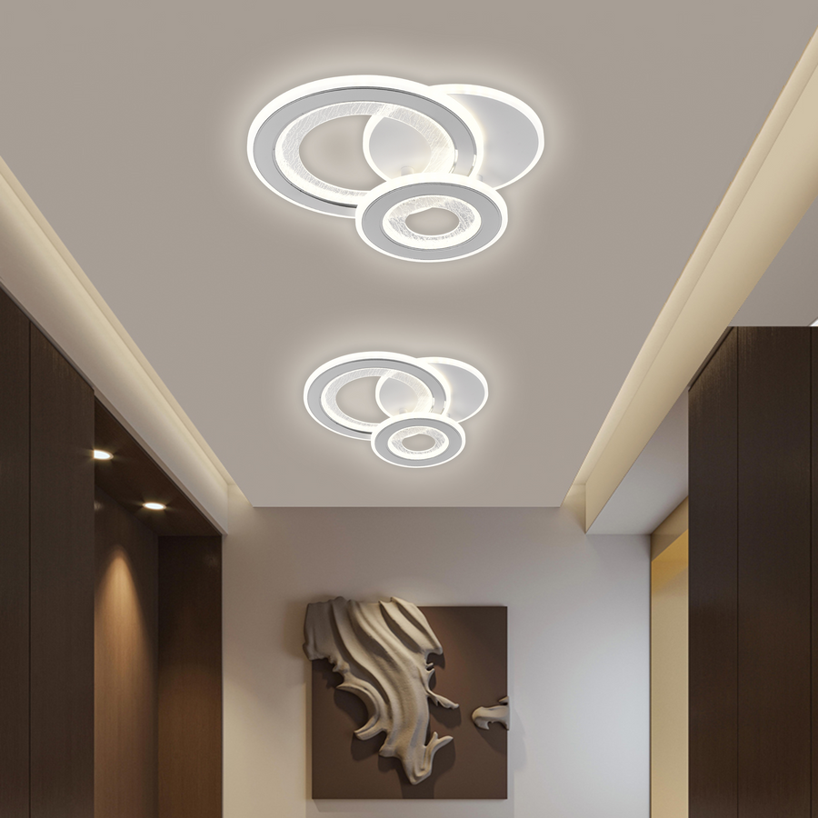 ΤΕΤΡΑΓΩΝΟΣ LED Πολυέλαιος 36W, 3 Κύκλοι, Κρύο/Ζεστό/Ουδέτερο φως, Λευκό