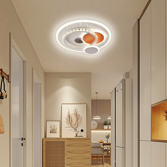 Πολυέλαιος LED με κρύσταλλο HELIOX, 45W, 4 κύκλοι, Κρύο/Ζεστό/Ουδέτερο φως, Λευκό