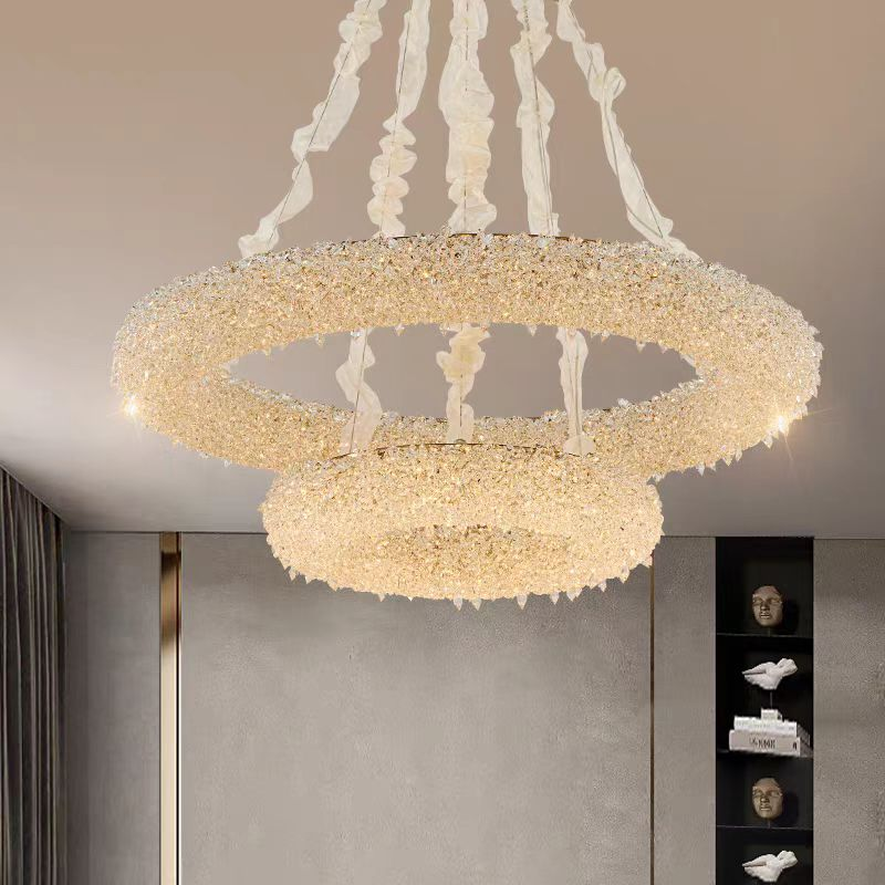 Κρυστάλλινος πολυέλαιος, PRAGUE Imperio, 80W, Διάμετρος 71cm, Κρύο/Ζεστό/Ουδέτερο φως, Χρυσό, Ρυθμιζόμενο ύψος