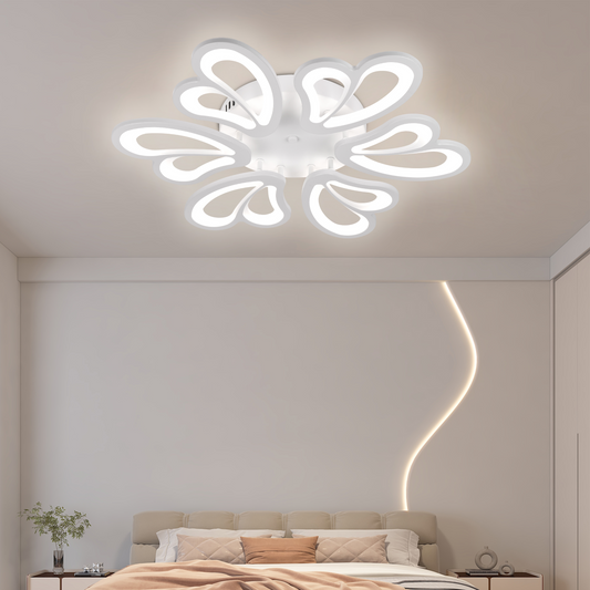Πολυέλαιος LED με τηλεχειριστήριο BLOSSOM 78W, 6 Πέταλα, Διάμετρος 60cm, Κρύο/Ζεστό/Ουδέτερο φως, Ρυθμιζόμενο, Λευκό