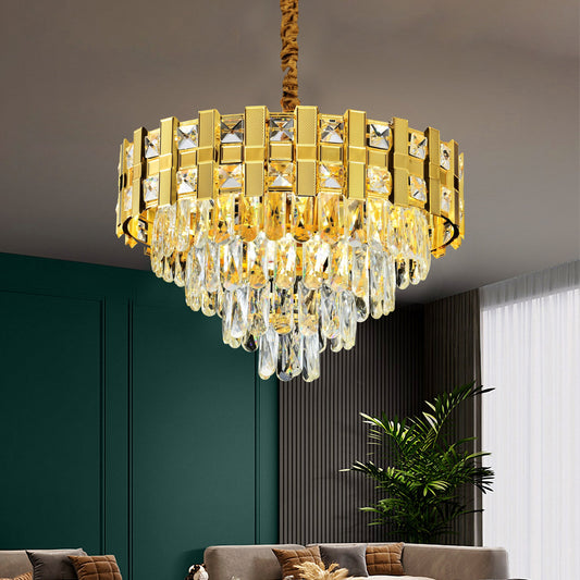 Crystal Chandelier BRAN Eleganza 8xE14, Διάμετρος 49cm, Γυαλιστερό Χρυσό, Ρυθμιζόμενο Ύψος