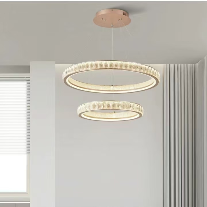 Κρυστάλλινος πολυέλαιος, Kensington Magno, 112W, Χρυσός, 2 στοιχεία, Ρυθμιζόμενο ύψος, Ζεστό/Ψυχρό/Ουδέτερο φως