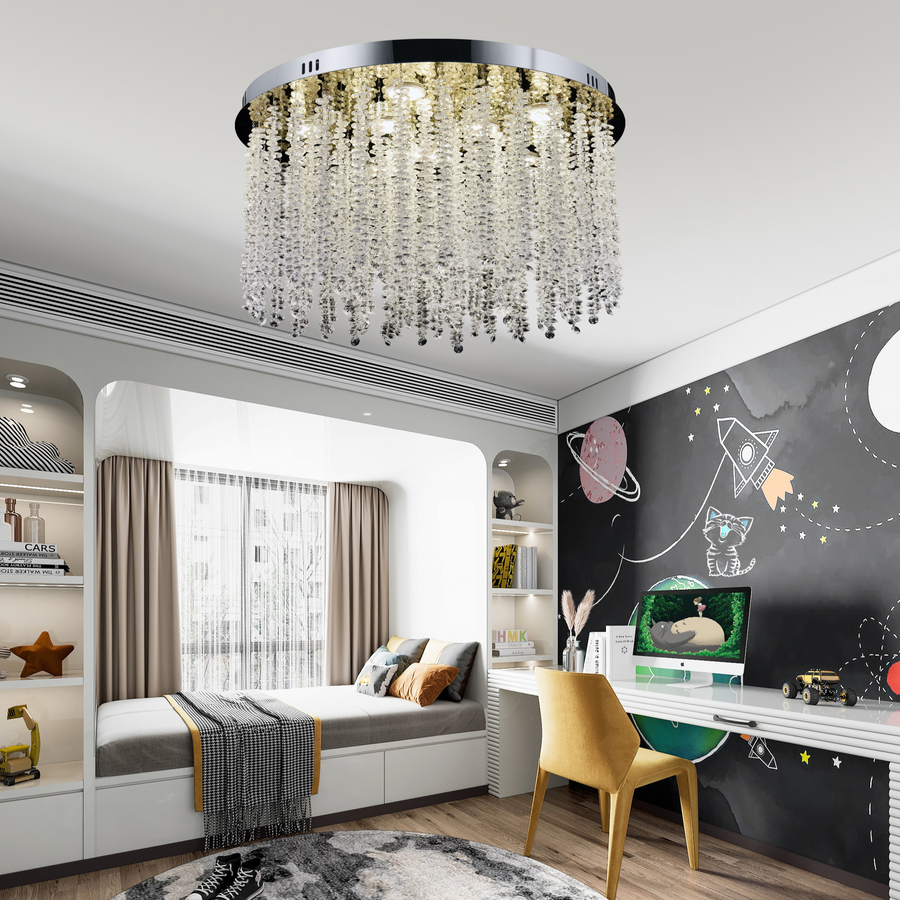 Crystal LED Chandelier LLC215/400WH Στρογγυλός, 22W, Δροσερό/Ζεστό/Ουδέτερο φως, Κρύσταλλο, Χρυσό