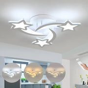 LED πολυέλαιος με τηλεχειριστήριο Ipomoea, 48W, 3 αστέρια, κρύο/ζεστό/ουδέτερο φως, ασταθές, λευκό