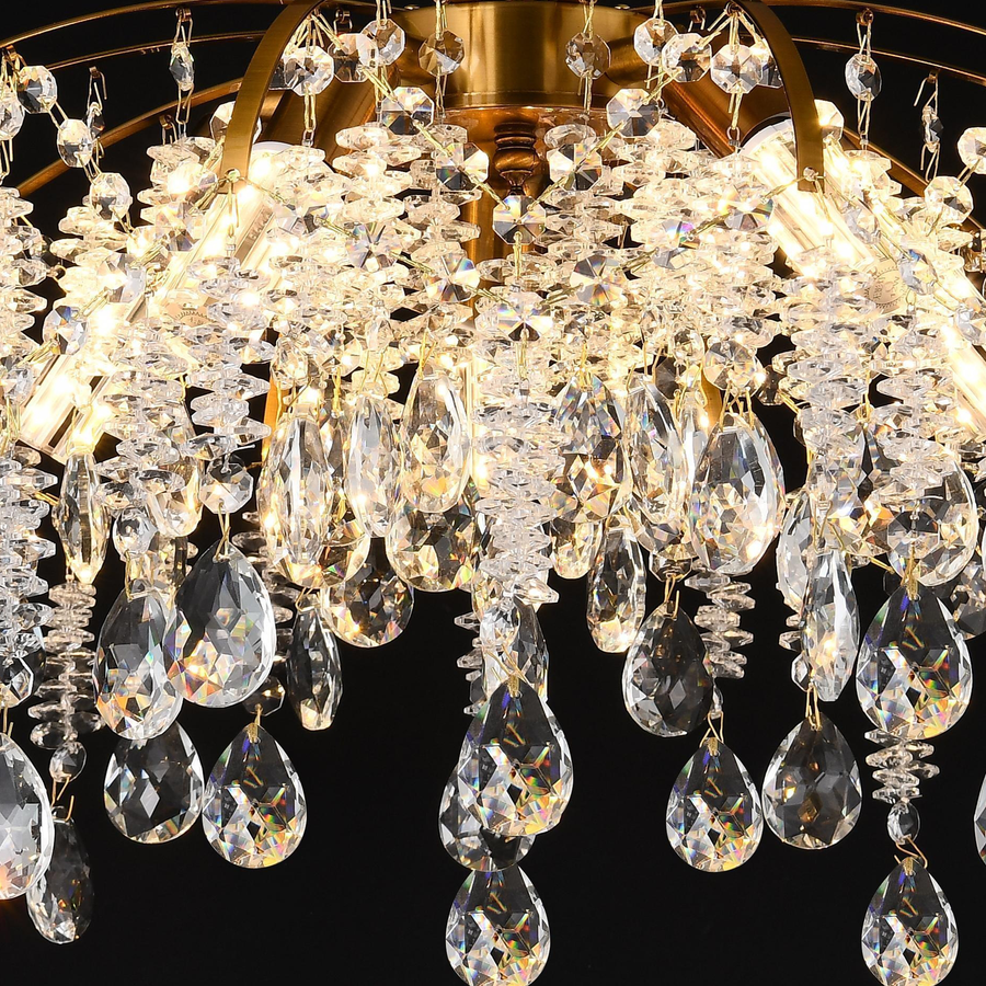 Candelabru Cristal CC9321/5FGD, 5x E14, Diametru 49cm, Auriu