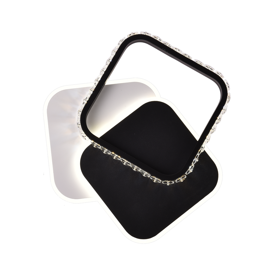 Κρυστάλλινος πολυέλαιος LED PRISMIQ 39W, 3 Τετράγωνα, Κρύο/Ζεστό/Ουδέτερο φως, Μαύρο