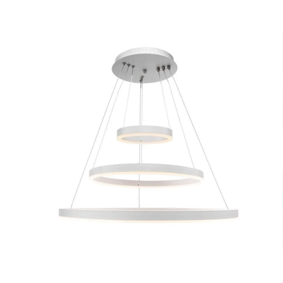 Κρεμαστός πολυέλαιος LED με τηλεχειριστήριο SERENA 84W, 3 κύκλοι, Κρύο/Ζεστό/Ουδέτερο φως, Ρυθμιζόμενο, Λευκό, Ρυθμιζόμενο ύψος