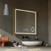 Mirror LED Touch Rolf Rolf Systems, ρολόι και θερμοκρασία 80x60 cm Χρυσή Ramahed Cosmetics LUP