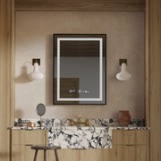 Mirror LED ορθογώνιο 60x80cm Verite Majeste Noir Motion Glow Marcello Ρολόι και θερμόμετρο Dimable