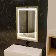 Mirror LED Touch Bruno Αναπληρωτής Τμήμα, Ρολόι και Θερμοκρασία 60x80 cm Ασημένιο Βουρτσισμένο πλαίσιο