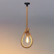 Vintage Harper Chandelier, 1xe27, Rustic Barn, Twine and Metal, 92cm