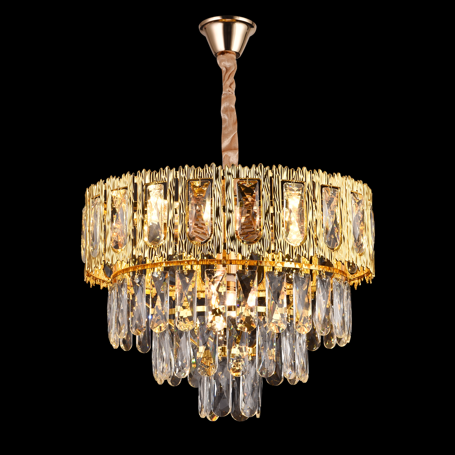 Crystal Chandelier BELVEDERE Nobile 5xE14, Διάμετρος 40cm, Γυαλιστερό Χρυσό, Ρυθμιζόμενο Ύψος