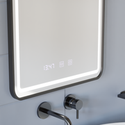 LED Touch Gerhard Mirror System, ρολόι και θερμοκρασία 60x80 cm Black BrushD πλαίσιο