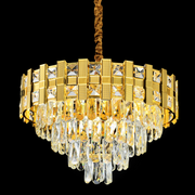 Crystal Chandelier BRAN Eleganza 8xE14, Διάμετρος 49cm, Γυαλιστερό Χρυσό, Ρυθμιζόμενο Ύψος