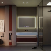 Mirror LED ορθογώνιο 120x80cm Vérité Motionglow Marcello, σύστημα απενεργοποίησης, θερμόμετρο και ρολόι, Daimable