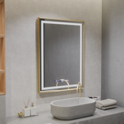 Mirror LED ορθογώνιο 60x80cm Verite Royale Gold Motionglow Marcello Dimable Clock Disrosting System