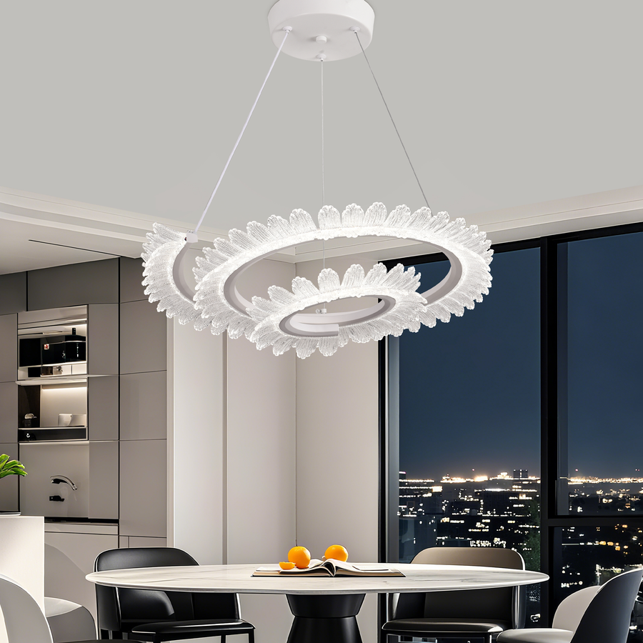 Lulus LED Prism Luminis, Crystal and Metal, 4 κύκλοι, Dimable, ρυθμιζόμενο ύψος, κρύο/ζεστό/ουδέτερο φως, πολυτελές φωτισμό