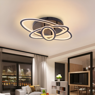 Πολυέλαιος LED με τηλεχειριστήριο TIANA 83W, 3 Ellipse, Κρύο/Ζεστό/Ουδέτερο φως, Ρυθμιζόμενο, Μαύρο
