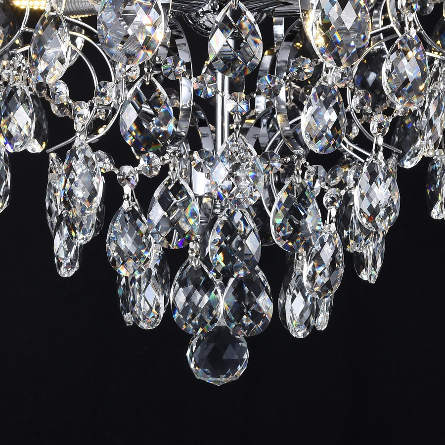 Candelabru Cristal CC9259/5CH, 5x E14, Diametru 40cm, Crom Lucios