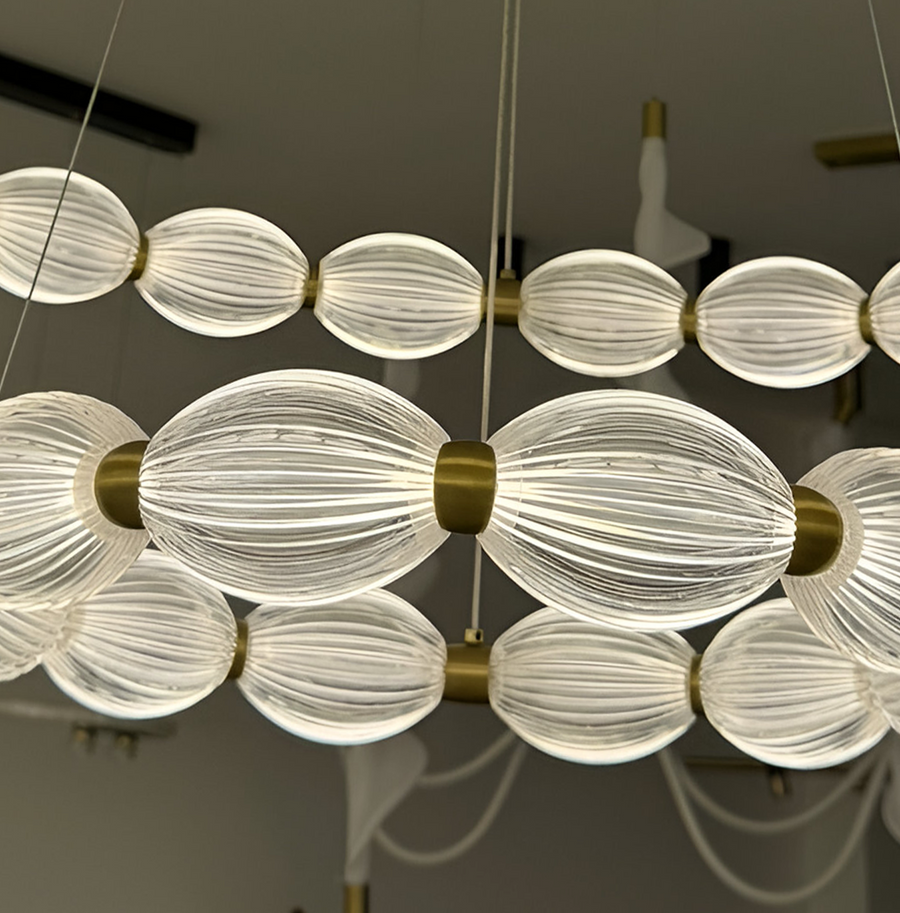 Κρεμαστός πολυέλαιος LED με τηλεχειριστήριο FAUSTO, 84W, Κρύο/Ζεστό/Ουδέτερο φως, Ρυθμιζόμενο, Ρυθμιζόμενο ύψος, Χρυσό