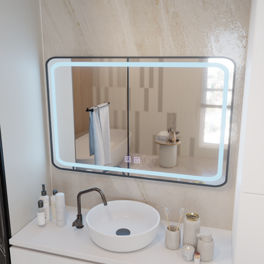 Mirror LED ορθογώνιο 100x65cm - Edge Luminous Touch System, Black Frame