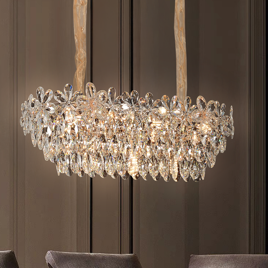 Regalis Crystal Chandelier 11x E14, Διάμετρος 85cm, Γυαλιστερό Χρυσό, Ρυθμιζόμενο Ύψος
