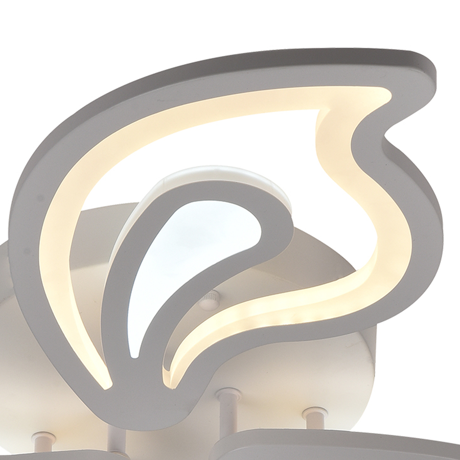 Πολυέλαιος LED με τηλεχειριστήριο GLORIOSA 96W, 5 πέταλα, Κρύο/Ζεστό/Ουδέτερο φως, Ρυθμιζόμενο, Λευκό