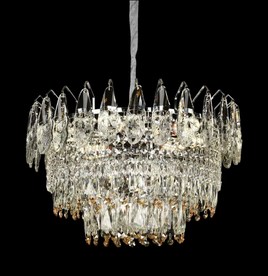 Crystal Chandelier CC6687/500CR 9x E14, Διάμετρος 49cm, Γυαλιστερό Chrome, Ρυθμιζόμενο ύψος