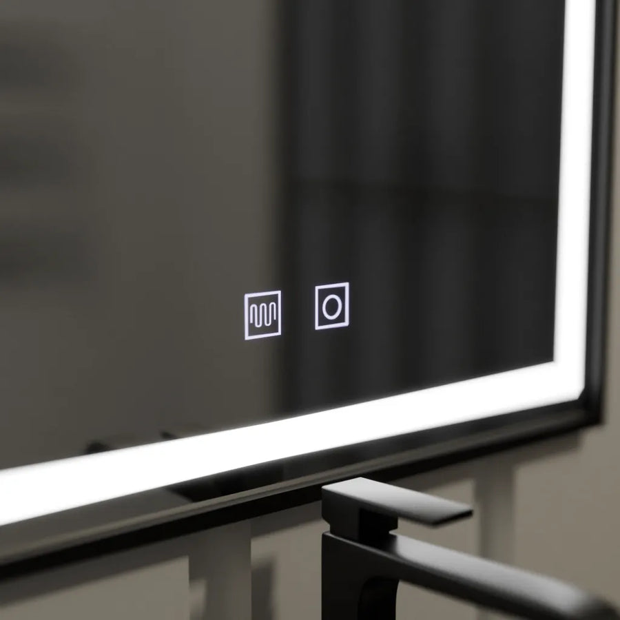 Mirror LED ορθογώνιο 60x90cm Edge Edge Luminous Touch System, μαύρο πλαίσιο
