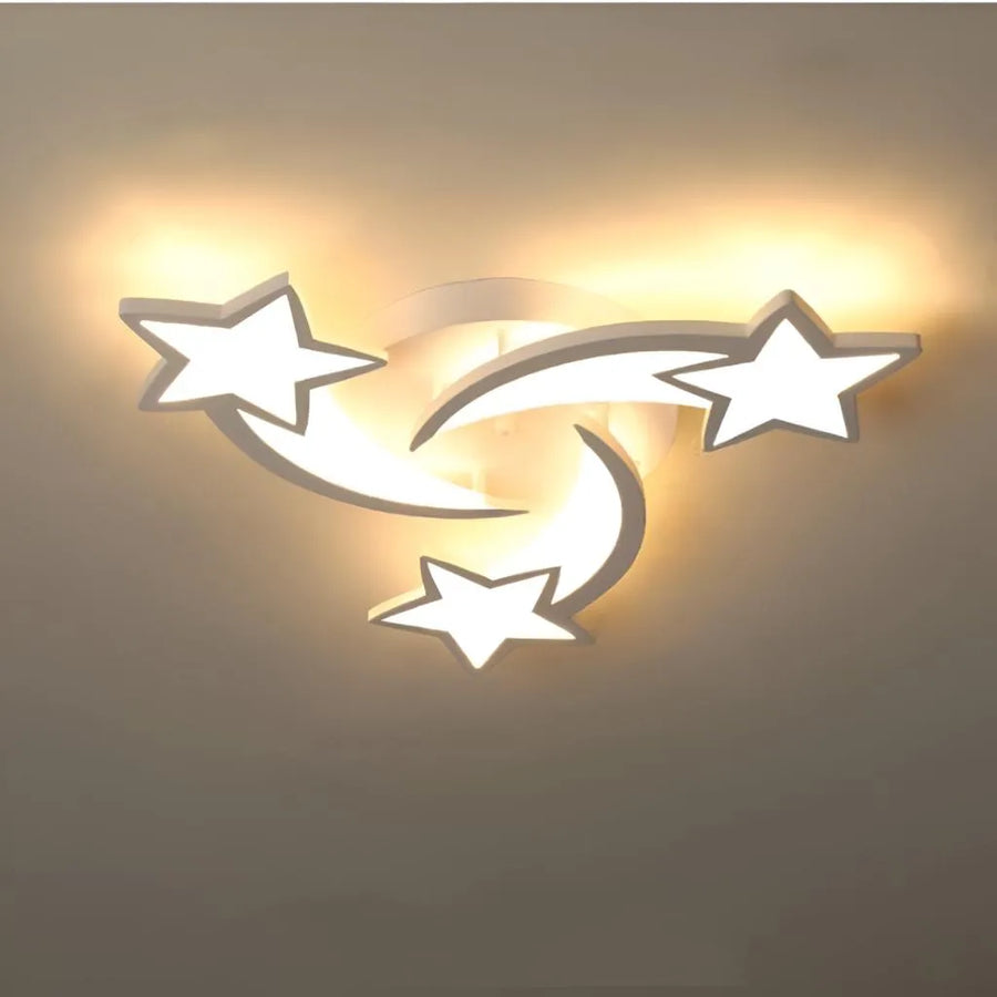 Πολυέλαιος LED με τηλεχειριστήριο IPOMOEA 48W, 3 αστέρια, Κρύο/Ζεστό/Ουδέτερο φως, Ρυθμιζόμενο, Λευκό