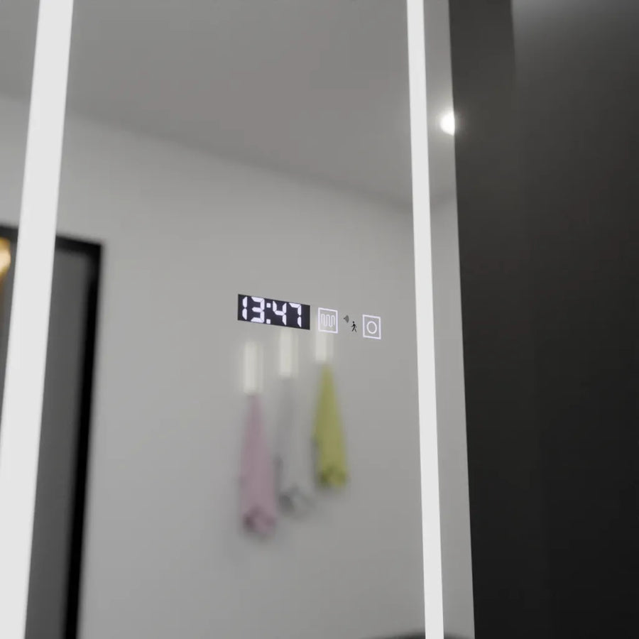Mirror LED ορθογώνιο 45x140cm GIULIA Sensor Radar Marcello Dishantic Clock System