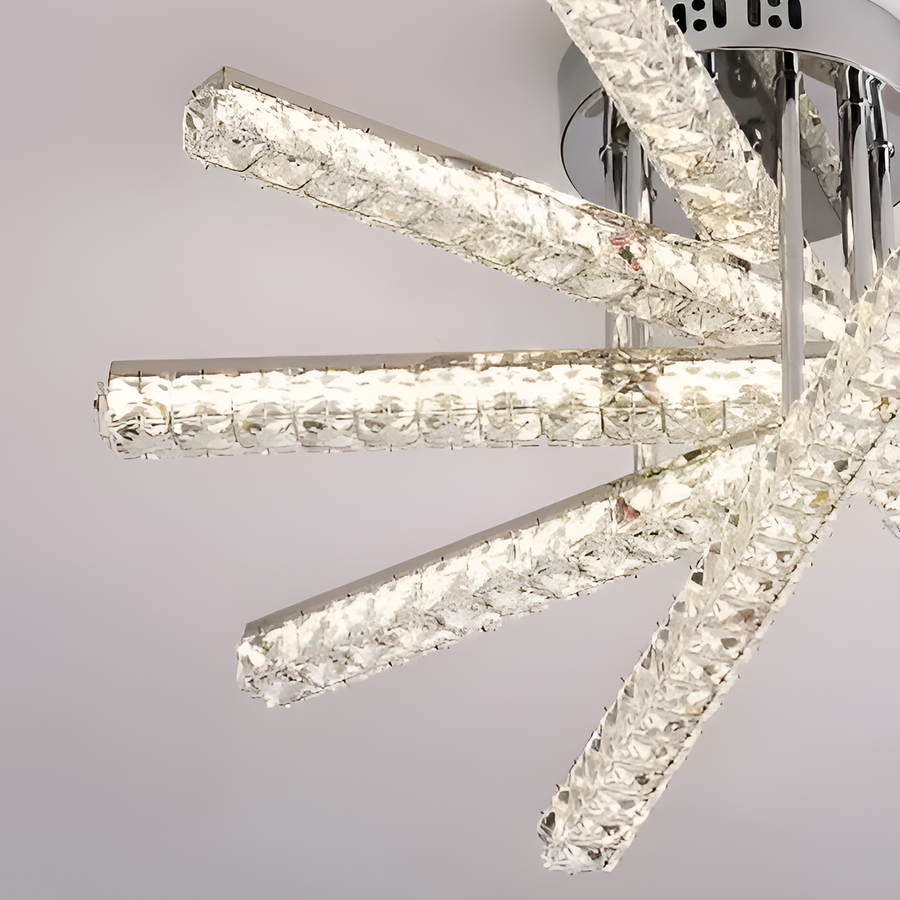 Πολυέλαιος LED με τηλεχειριστήριο LUELLA 64W 5 Στοιχείων, Γραμμικό, Κρύο/Ζεστό/Ουδέτερο φως, Ρυθμιζόμενο, Ασημί