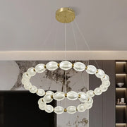 Lustra LED suspendata cu telecomanda FAUSTO, 85W, lumina Rece/Calda/Neutra, Dimabila,Inaltime Reglabila, Auriu