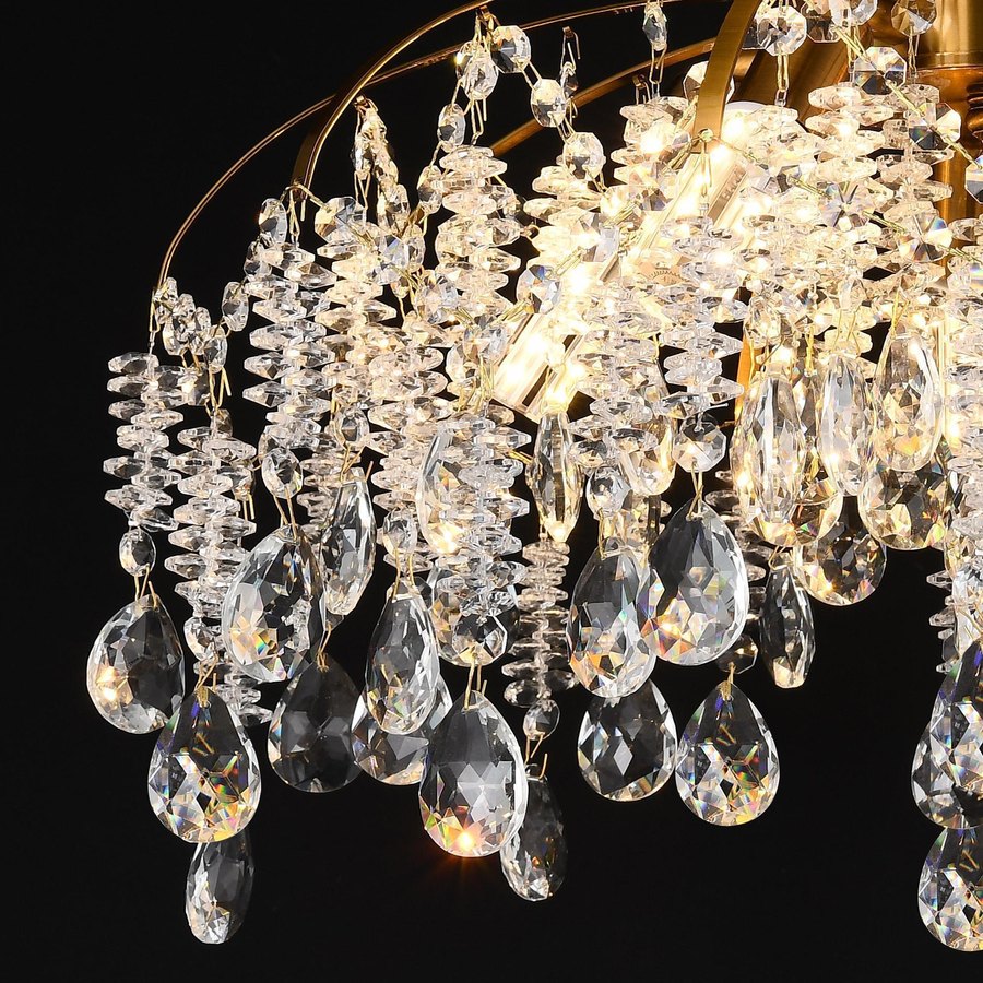 Candelabru Cristal CC9321/5FGD, 5x E14, Diametru 49cm, Auriu