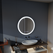 Mirror LED Touch Hans Debrulation Σύστημα, ρολόι και θερμοκρασία 60 cm μαύρο πλαίσιο brudged