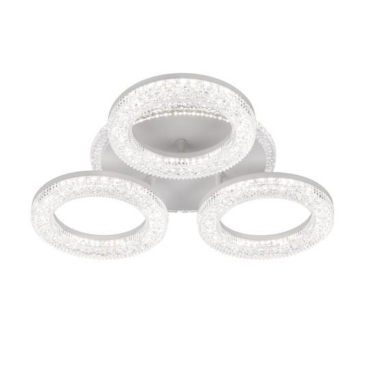 Πολυέλαιος LED Singrid με τηλεχειριστήριο, 50W, 3000K/4000K/6000K, Dimmable, Λευκό, Κρύσταλλοι, 3 κύκλοι