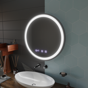 LED Touch Otto Mirror System, ρολόι και θερμοκρασία 80 cm Black Brudged Frame