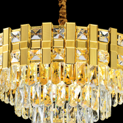 Crystal Chandelier BRAN Eleganza 8xE14, Διάμετρος 49cm, Γυαλιστερό Χρυσό, Ρυθμιζόμενο Ύψος
