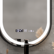 Σύστημα αποθολώματος με αισθητήρα κράνους καθρέφτη LED, ρολόι και θερμοκρασία 50x90 cm Μαύρο πλαίσιο Brushed Marcello Funghi