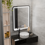 LED Touch Karl Mirror System, ρολόι και θερμοκρασία 50x70 cm Black BrushD πλαίσιο
