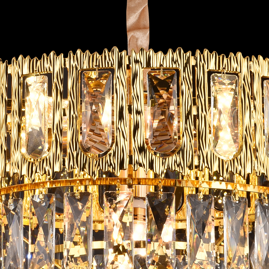Crystal Chandelier BELVEDERE Nobile 5xE14, Διάμετρος 40cm, Γυαλιστερό Χρυσό, Ρυθμιζόμενο Ύψος