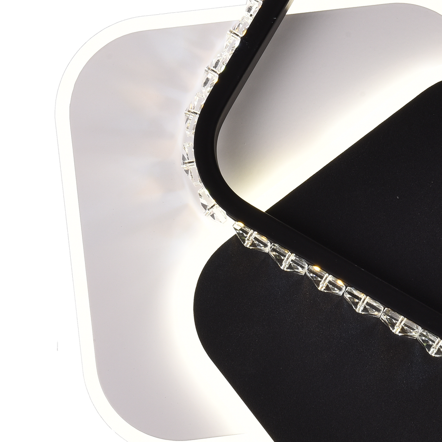 Κρυστάλλινος πολυέλαιος LED PRISMIQ 39W, 3 Τετράγωνα, Κρύο/Ζεστό/Ουδέτερο φως, Μαύρο