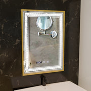 Mirror LED Touch Bruno Αναπληρωτής Τμήμα, Ρολόι και Θερμοκρασία 60x80 cm Ασημένιο Βουρτσισμένο πλαίσιο