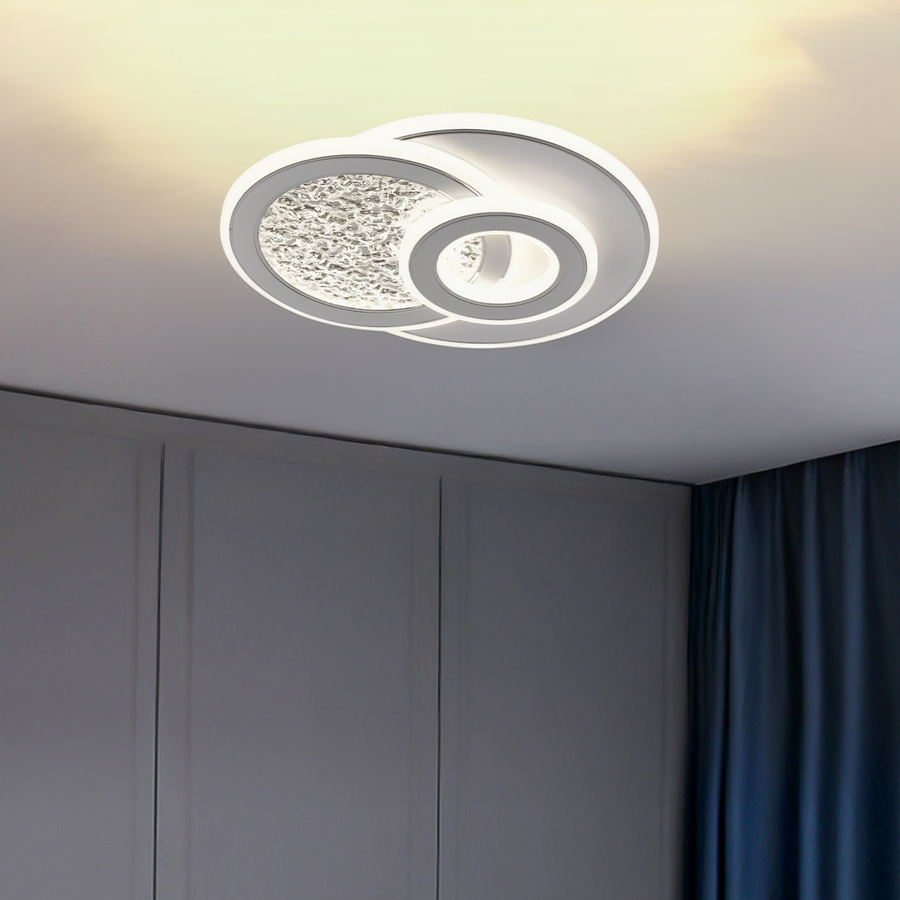 KOMPACTO LED Πολυέλαιος 34W, 3 Κύκλοι, Κρύο/Ζεστό/Ουδέτερο φως, Λευκό