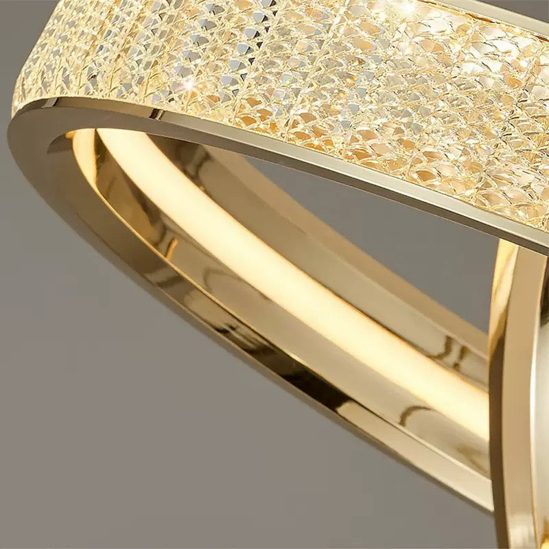 Κρυστάλλινος πολυέλαιος, Kensington Magno, 112W, Χρυσός, 2 στοιχεία, Ρυθμιζόμενο ύψος, Ζεστό/Ψυχρό/Ουδέτερο φως