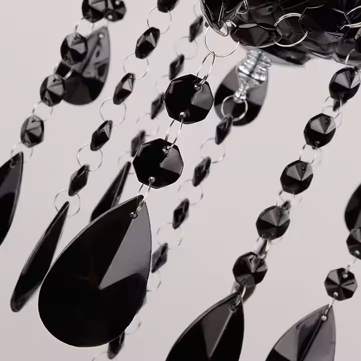 Crystal Cristal πολυέλαιος 3xe14, διάμετρος 48cm, μαύρο, ρυθμιζόμενο ύψος