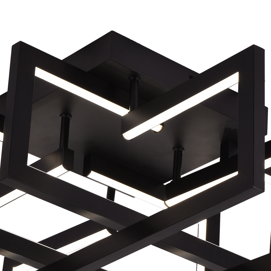 Πολυέλαιος LED με τηλεχειριστήριο 98W, 4 Στοιχεία, Κρύο/Ζεστό/Ουδέτερο φως, Ρυθμιζόμενο, Μαύρο