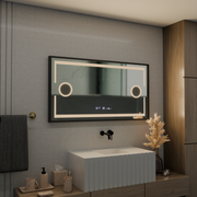 LED Mirror Motion Glow Sensor Domingo με συνάρτηση απόψυξης απόψυξης 120x65 cm κρύο/ζεστό/ζεστό φως, μαύρο βουρτσισμένο πλαίσιο, συλλογή Marcello Funghi